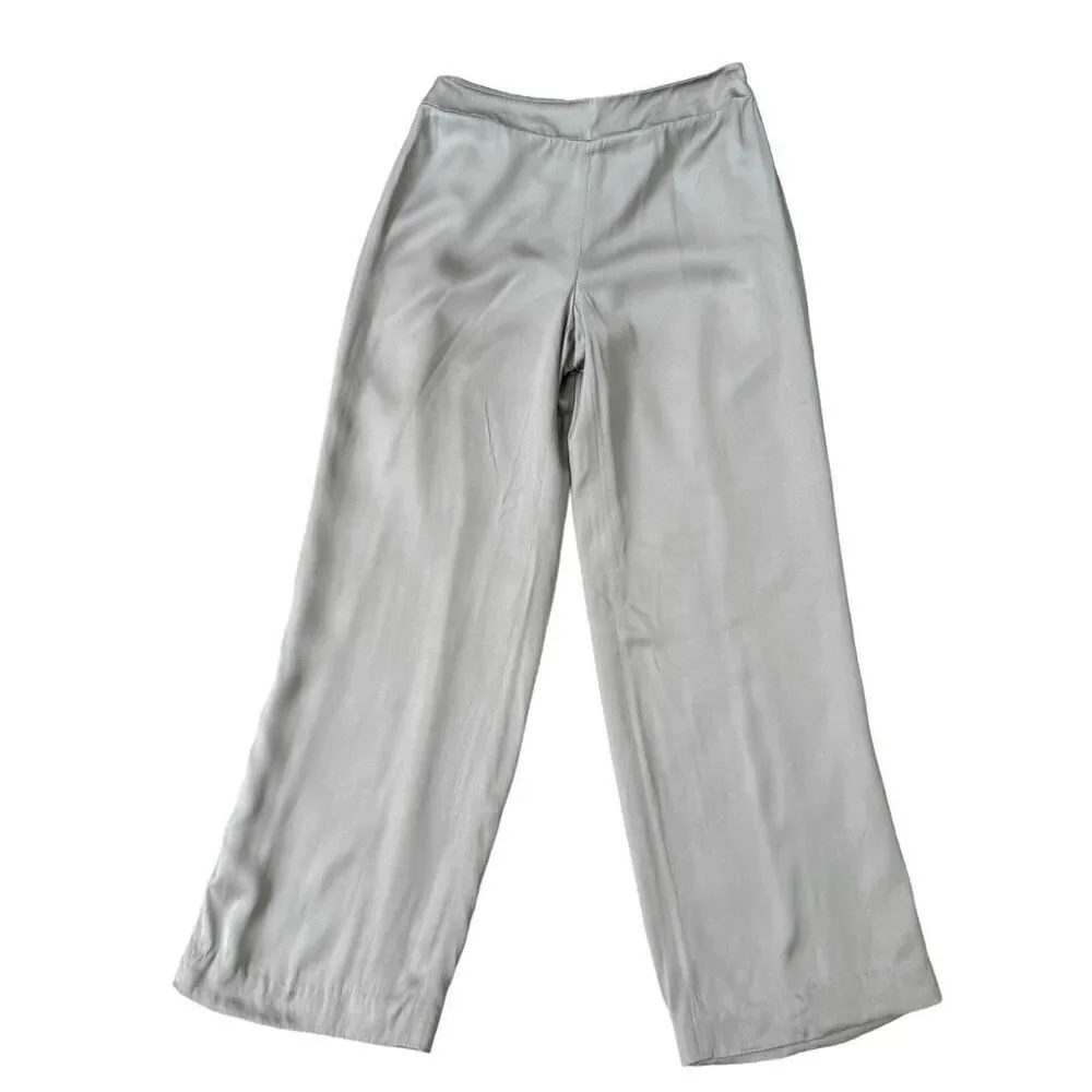Talbots vintage satin silk blend straight leg lined pants gray size 4P